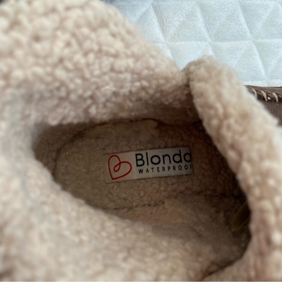 Blondo Waterproof Serene Moccasin Brown Suede Sherpa Slippers Women 9M Cozy Warm - Picture 4 of 11
